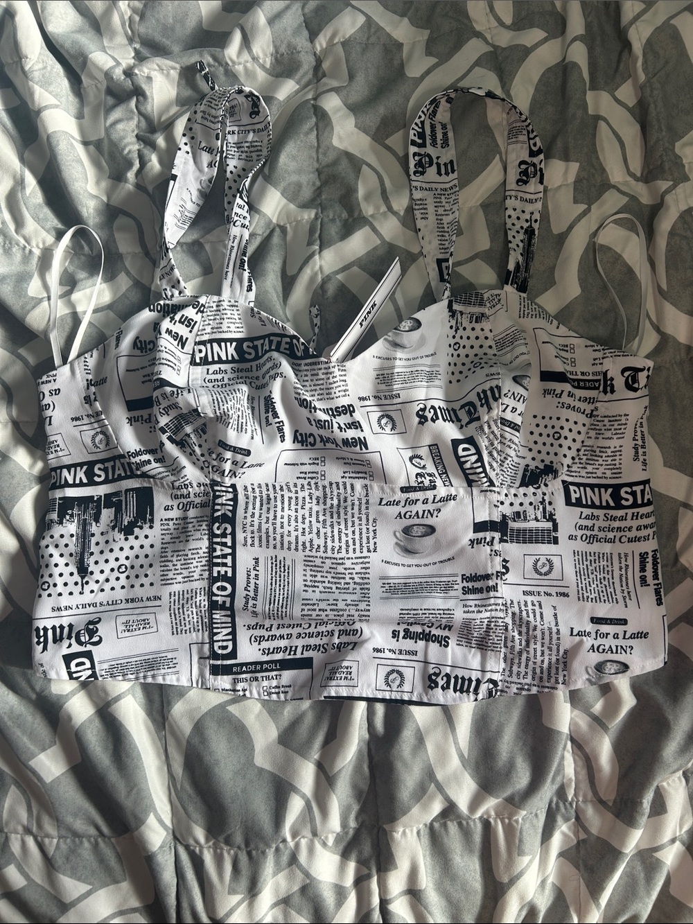 Newspaper Print Crop Top